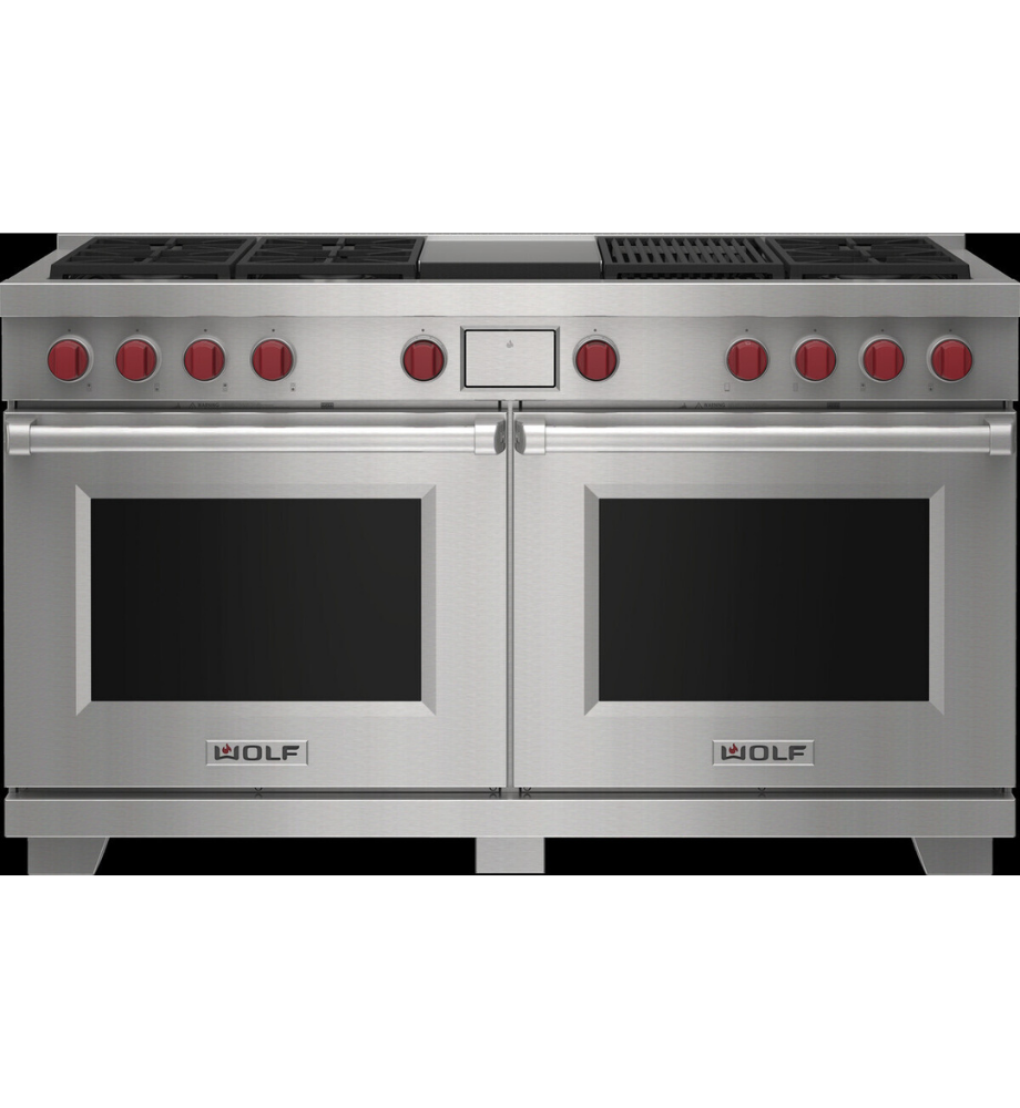 Wolf 60 Inch Freestanding Dual-fuel Smart Range With 6 Sealed Burners, Double Oven - Icbdf60650cg/s/p/lp DF60650CGSPL