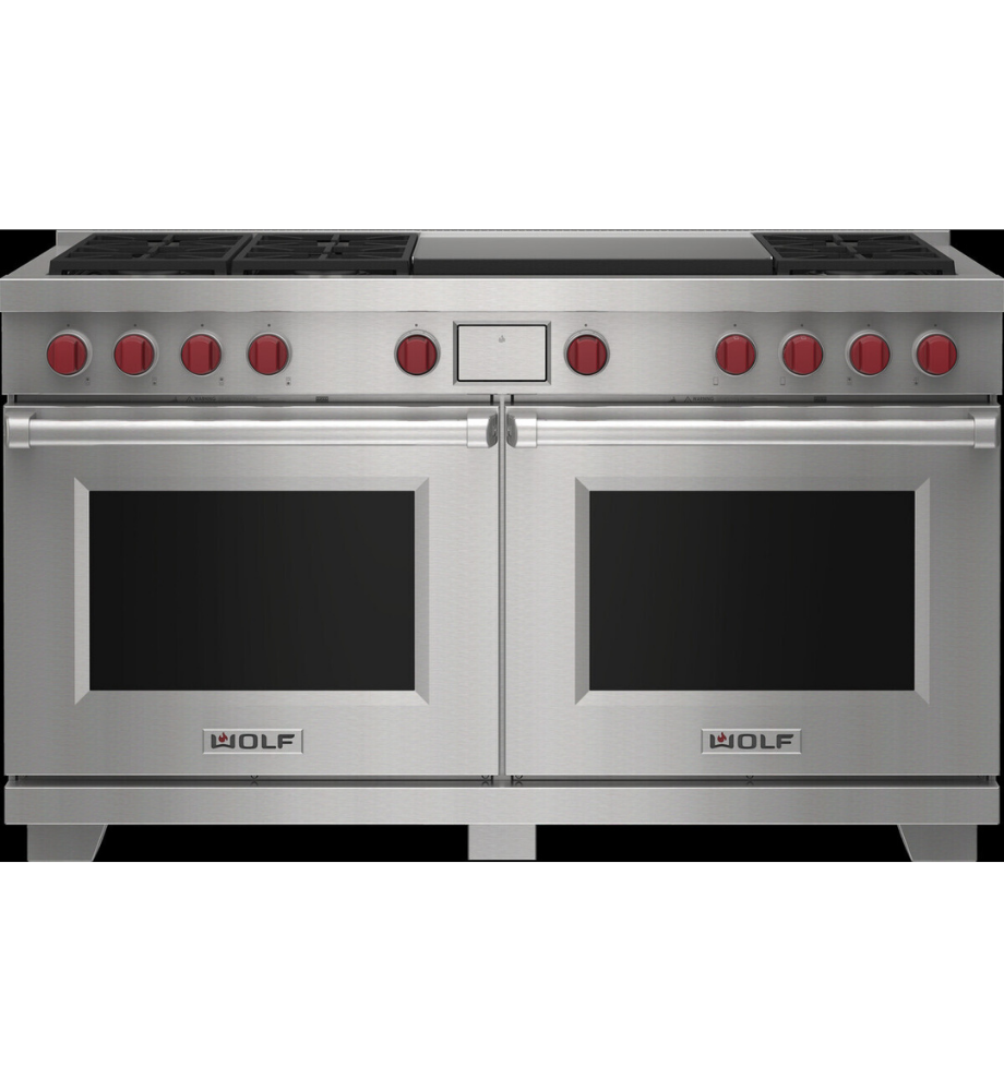 Wolf 60 Inch Freestanding Dual-fuel Smart Range With 6 Dual Stacked Sealed Burners, Double Oven - Icbdf60650dg/s/p DF60650DGSP