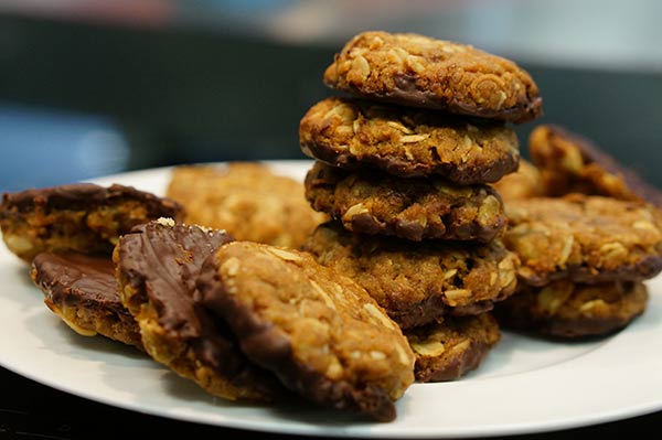 Chocolate Dipped Anzac Biscuits