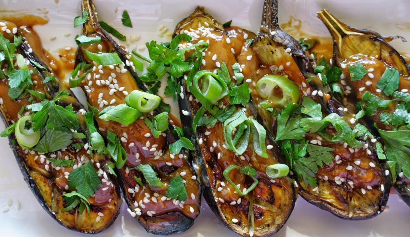 Steam Combi Recipe: Grilled Eggplant with Peanut Sauce