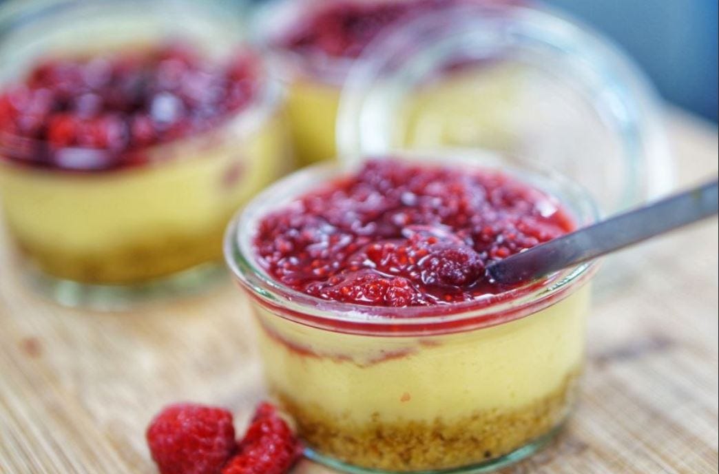 Steam Oven Lemon Raspberry Cheesecakes