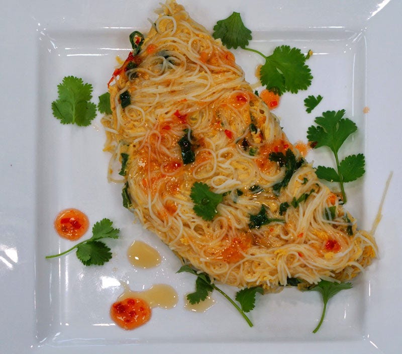 Asian Inspired Rice Noodle Omelette