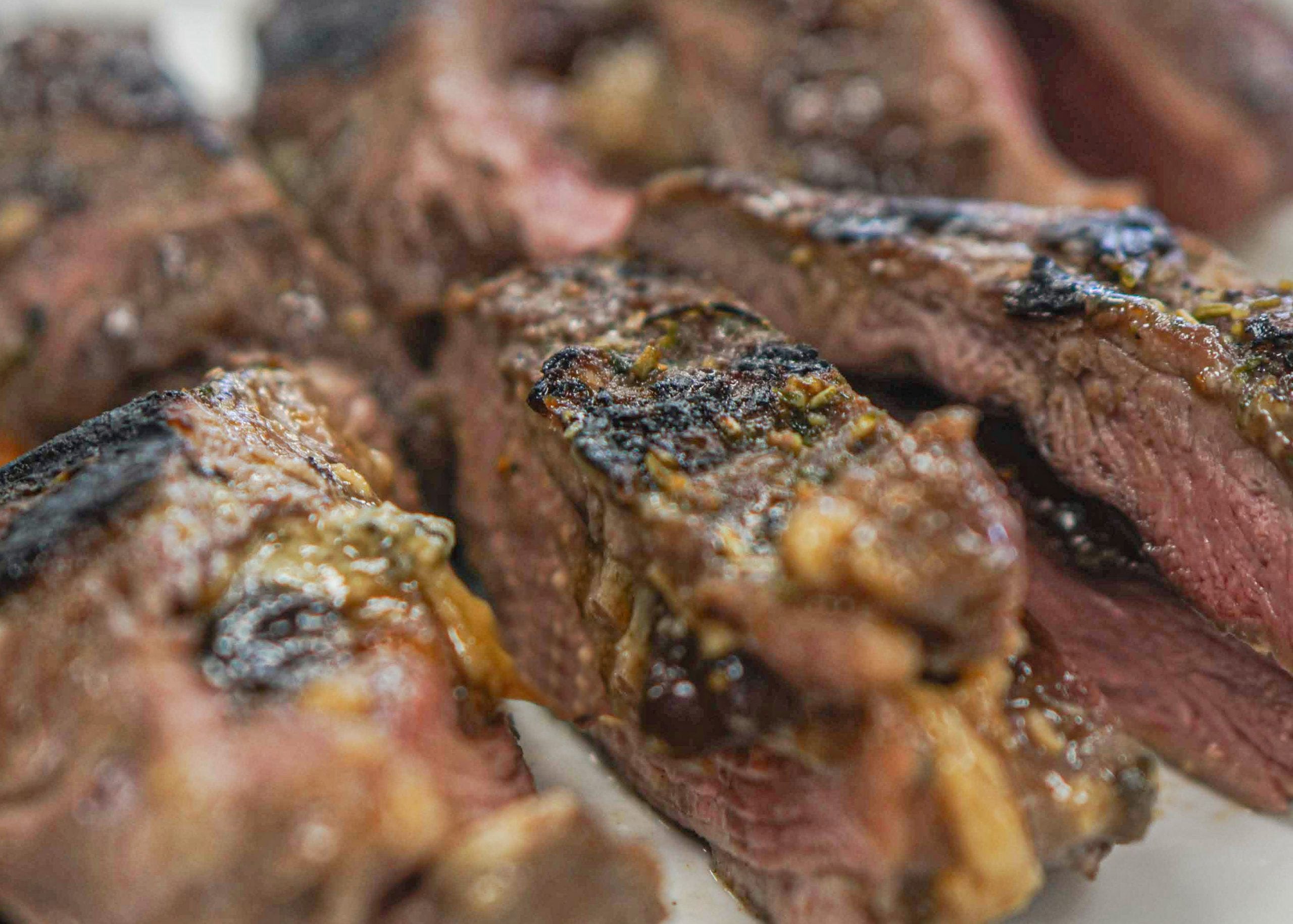 Sous Vide Lamb Rump stuffed with Quince Paste and Blue Cheese