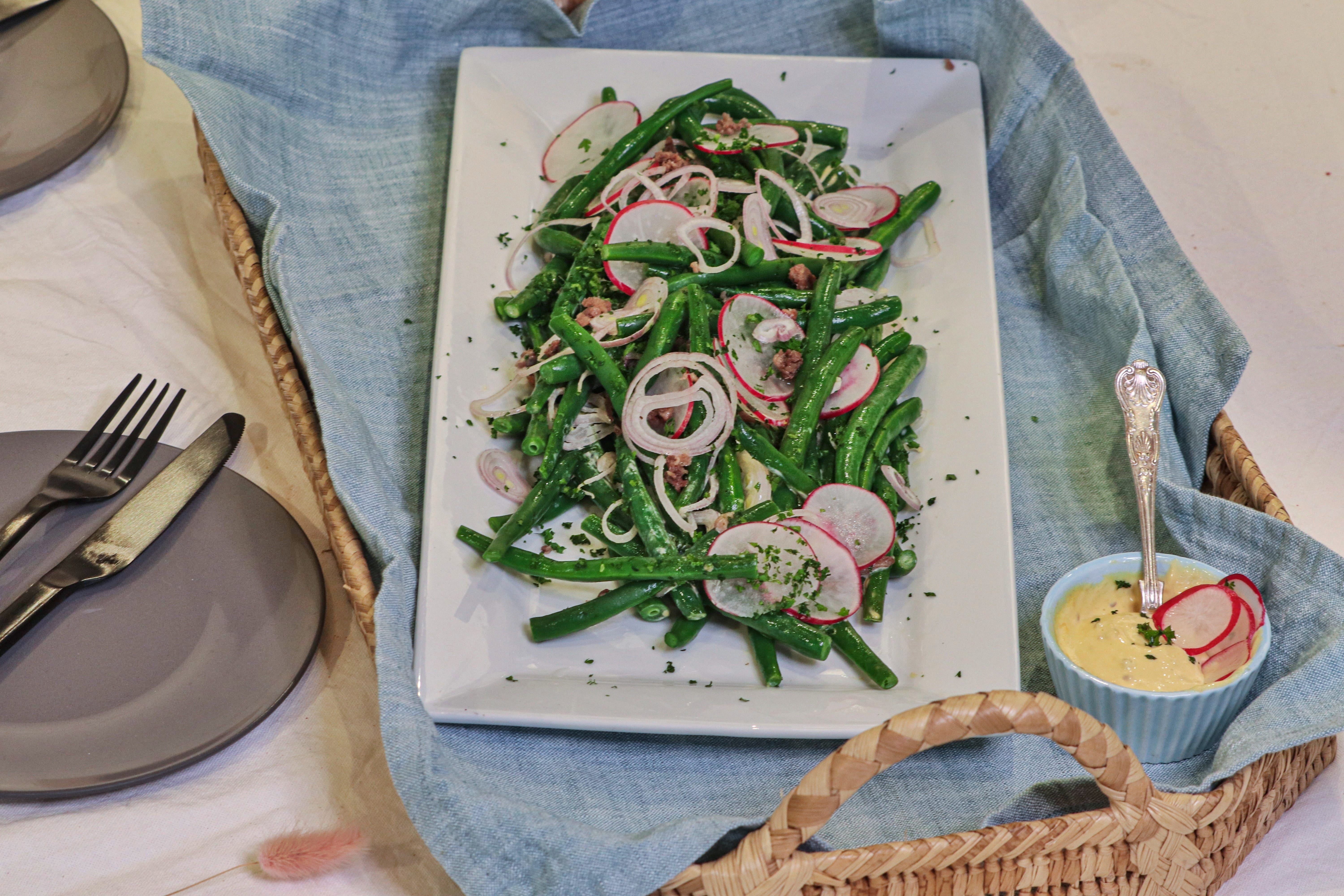 Steam Combi Recipe: Green Beans, Radish and Anchovy Mayonnaise