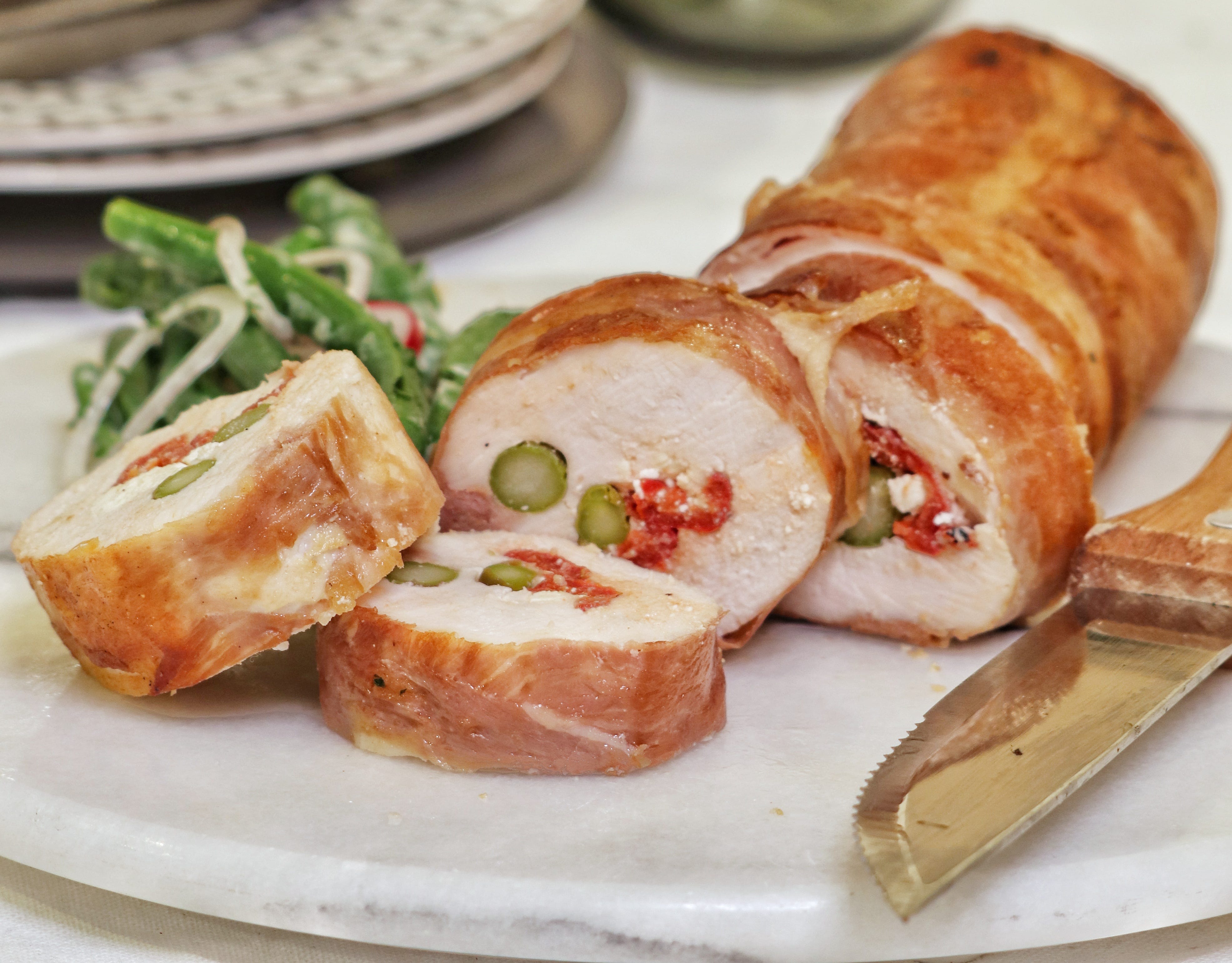 Asparagus Feta and Capsicum Chicken Roulade