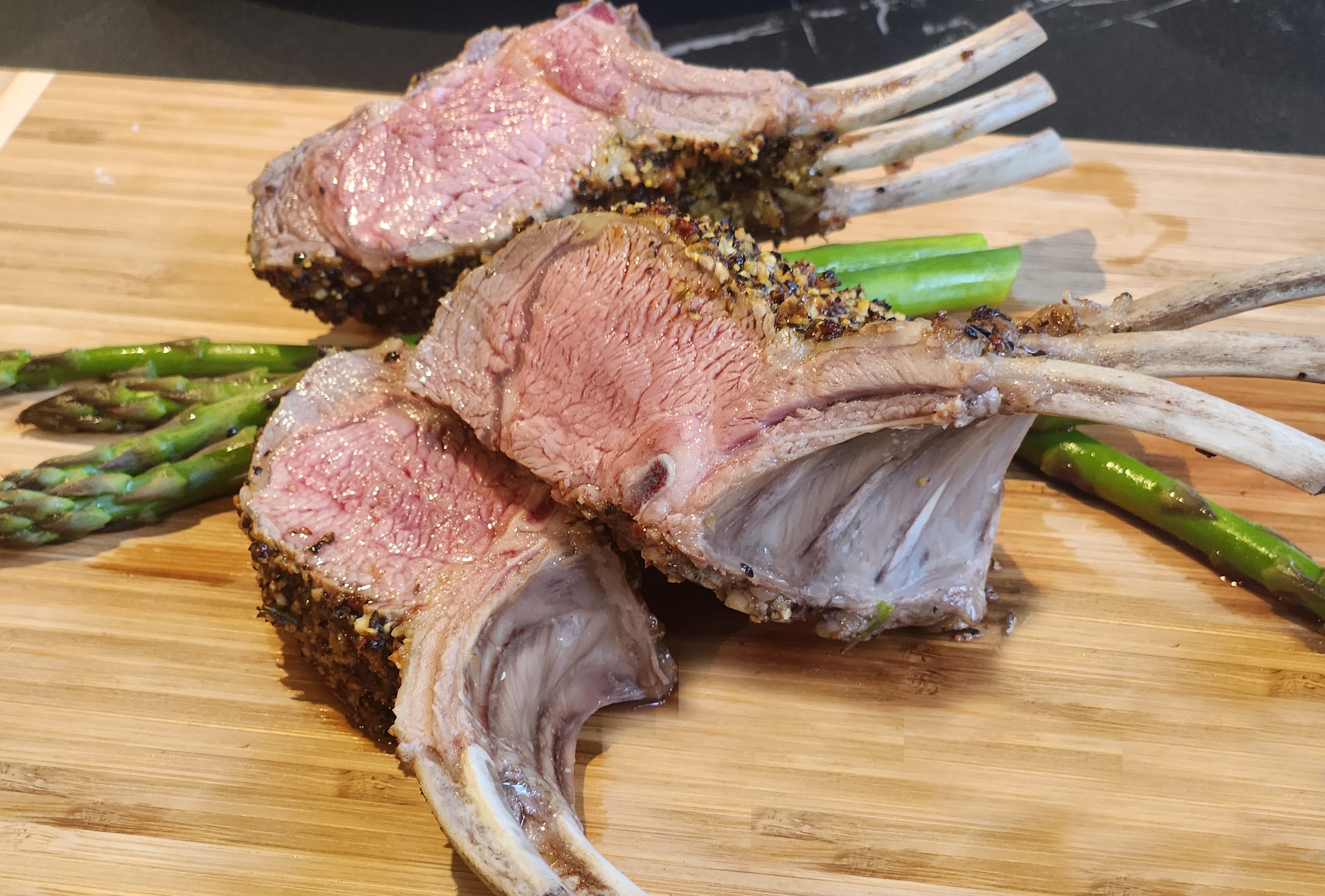 Lemon Pepper Lamb Rack with Asparagus using Delta T