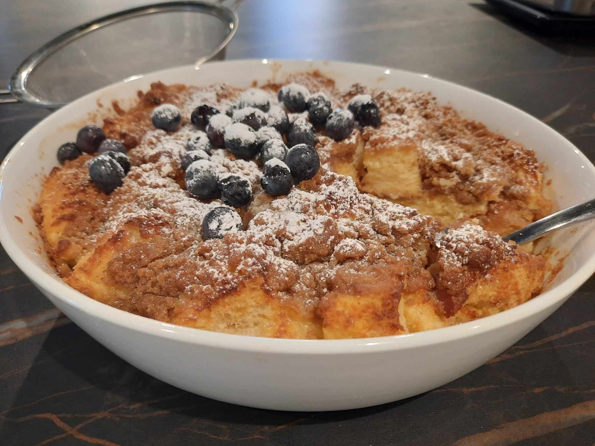 Baked Blueberry and Cinnamon French Toast Pudding