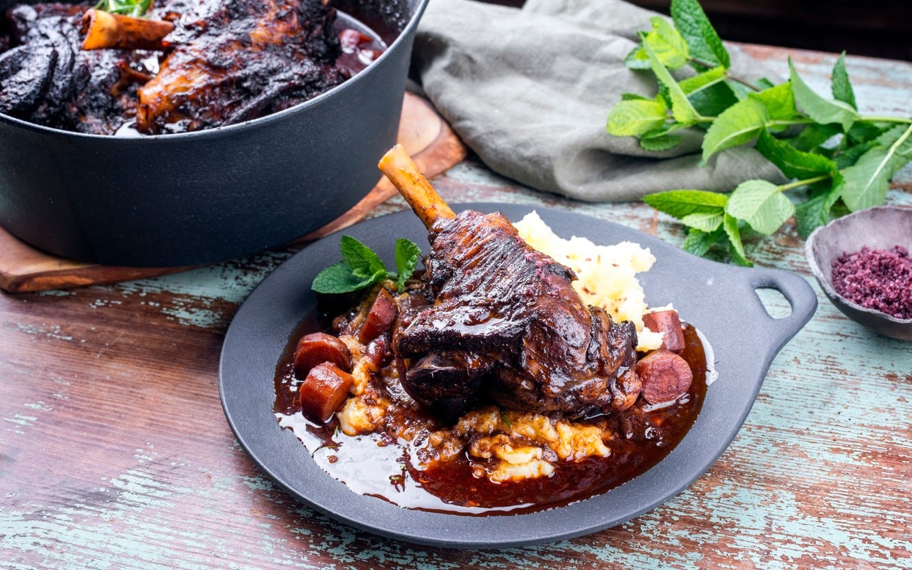 Sweet and Smokey Braised Lamb Shanks